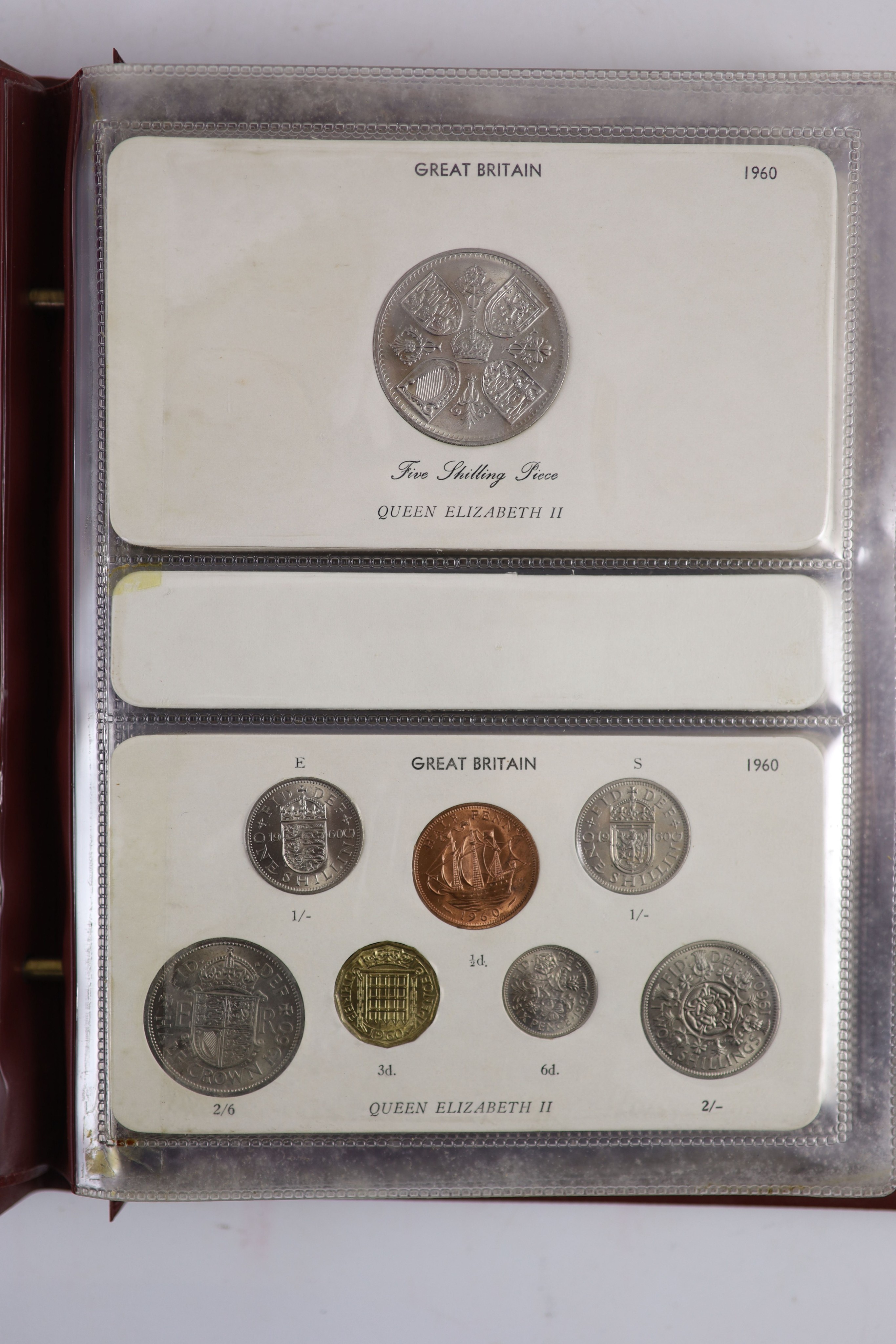 Queen Elizabeth II pre-decimal specimen coin sets for 1953 - 1967, first and second issues, all EF/UNC (15 sets), including 1954, 1957-1959 halfcrowns, florins and shillings, scarce in high grade